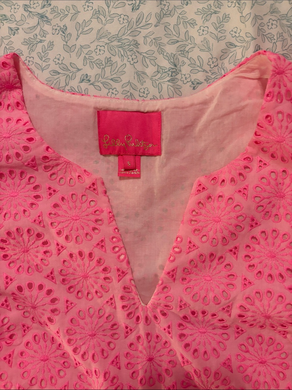 Pink Eyelet Pom Pom Sleeve Shift Dress - Picture 5 of 6